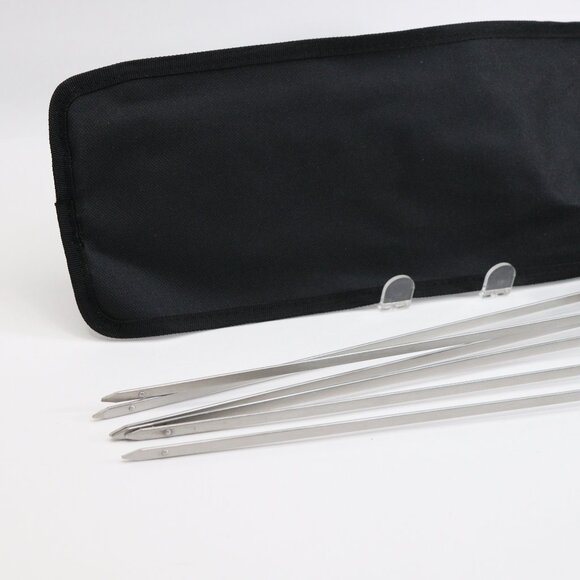 Epicure 15" Metal Grilling Skewers Set of 6 Stainless Steel with Sleeve New - Picture 3 of 15